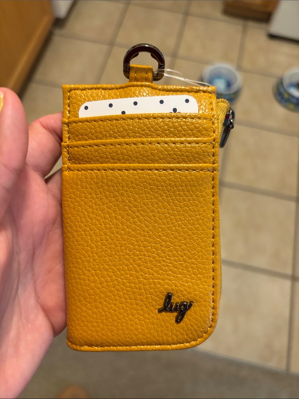 lug Mustard Yellow Card Phone Wallet with Keyring Loop